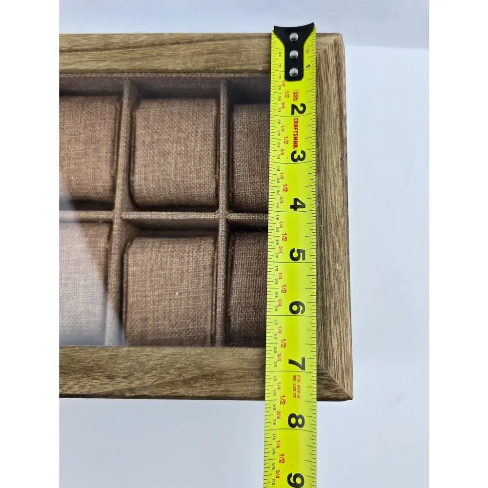 10 Slot Light color Wooden Watch Box with Sliding Jewelry Drawer Ring Clear Top